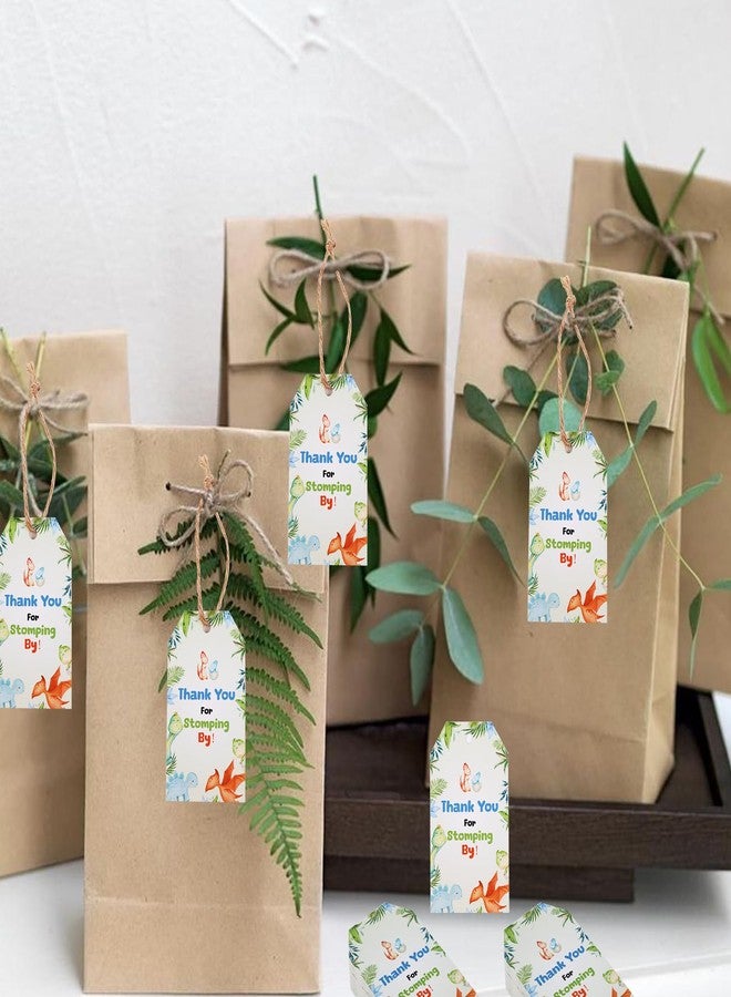 Serencatcher 50pcs Dinosaur Thank You Tags, Dinosaur Baby Shower Decorations, Thank You for Stomping by Gift Name Tags with String for Dino Dinosaur Themed Birthday Gender Reveal Party Favors - Image 2